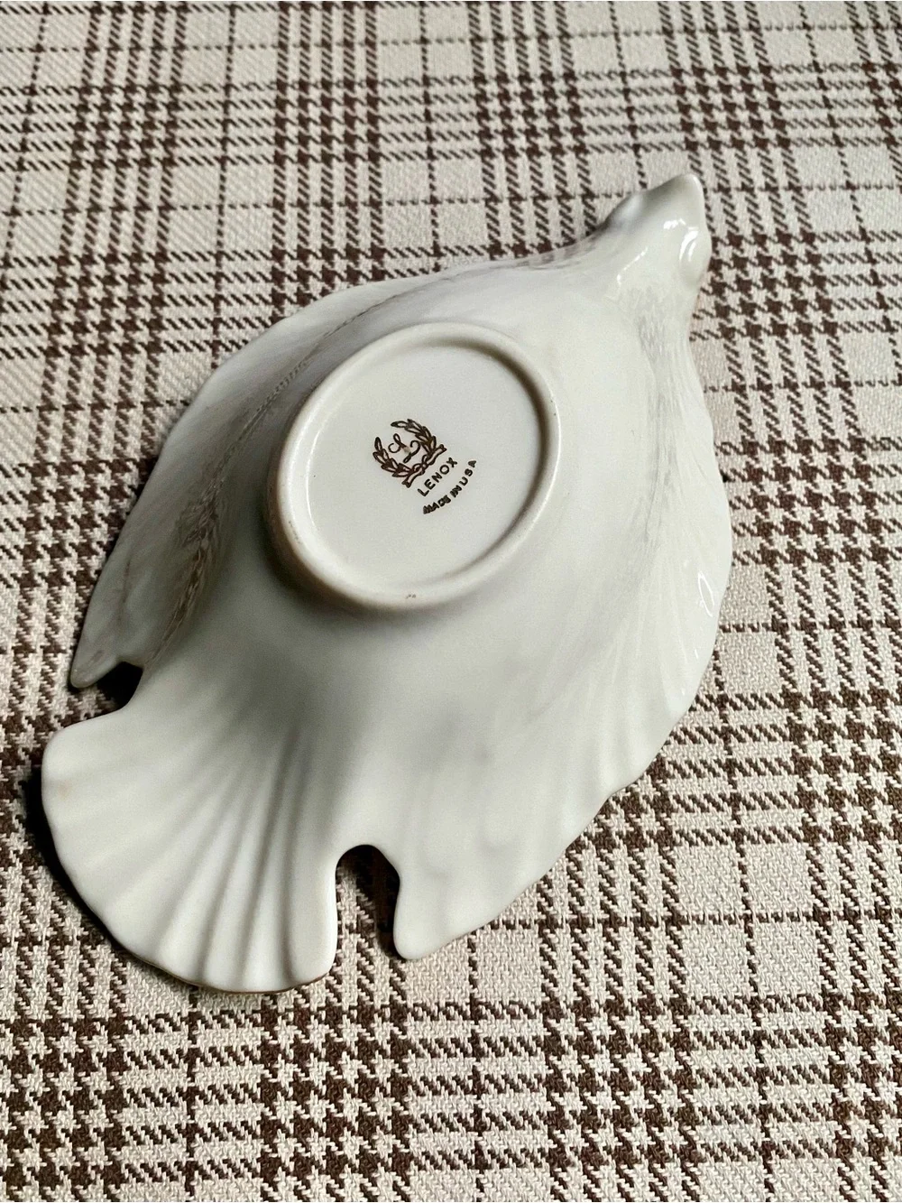 Lenox Elegant Cream Ceramic Bird Bowl with Gold Trim